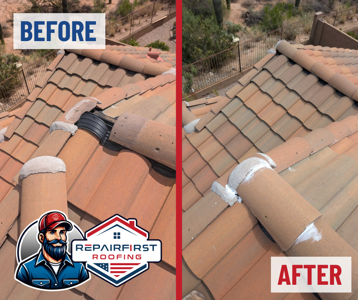 Before and After Tile Roof Repair